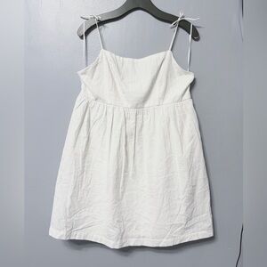 Elegant White Mini Dress strap ties shoulder